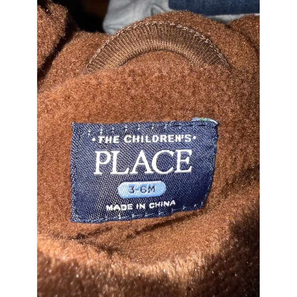 Baby‎ Football Fleece Hooded Bunting Snowsuit Brown Blue Cozy Plush 3-6 Months